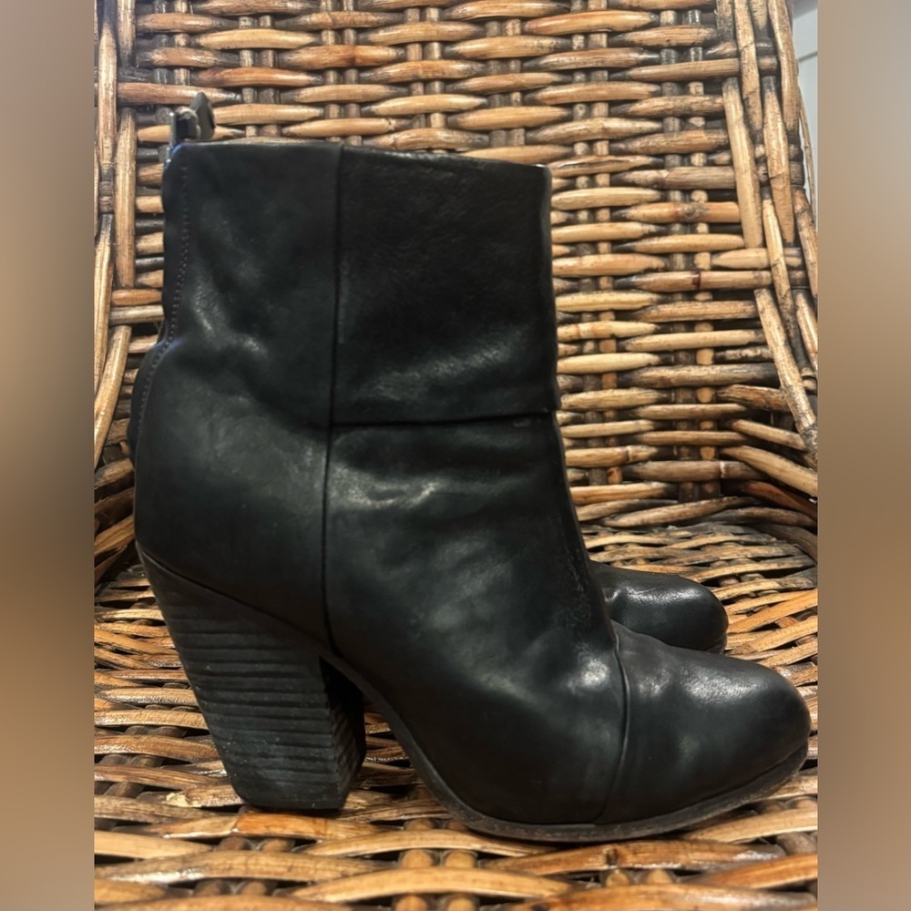 rag & bone Classic Newbury - Ankle Boot Size: 36/6 Black leather block booties - Picture 2 of 13